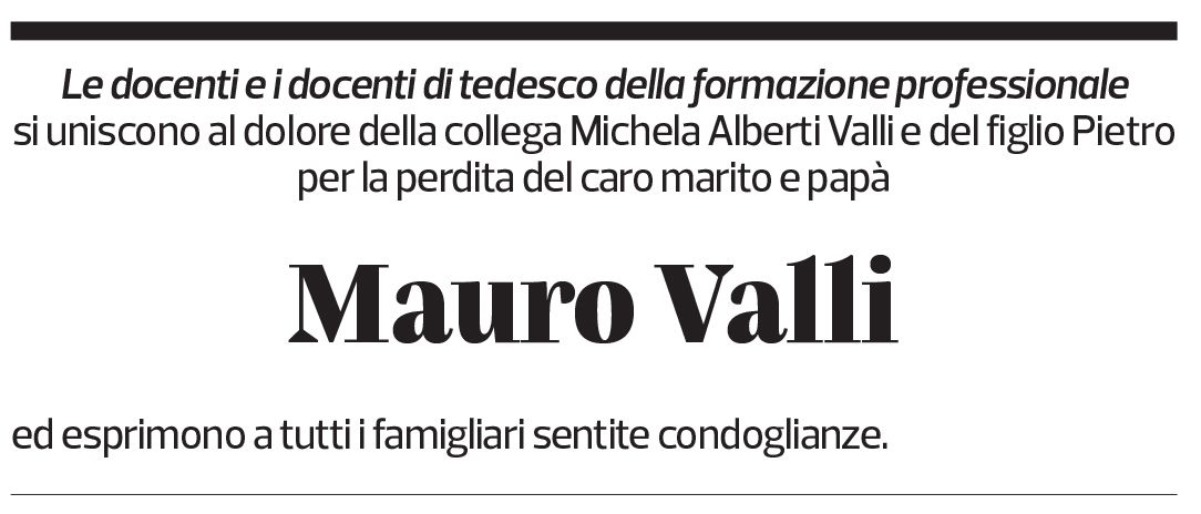 Annuncio funebre Mauro Valli