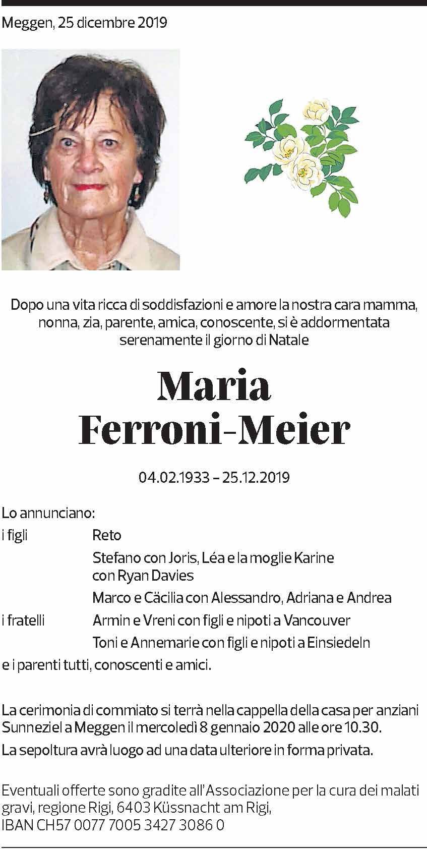 Annuncio funebre Maria Ferroni-meier