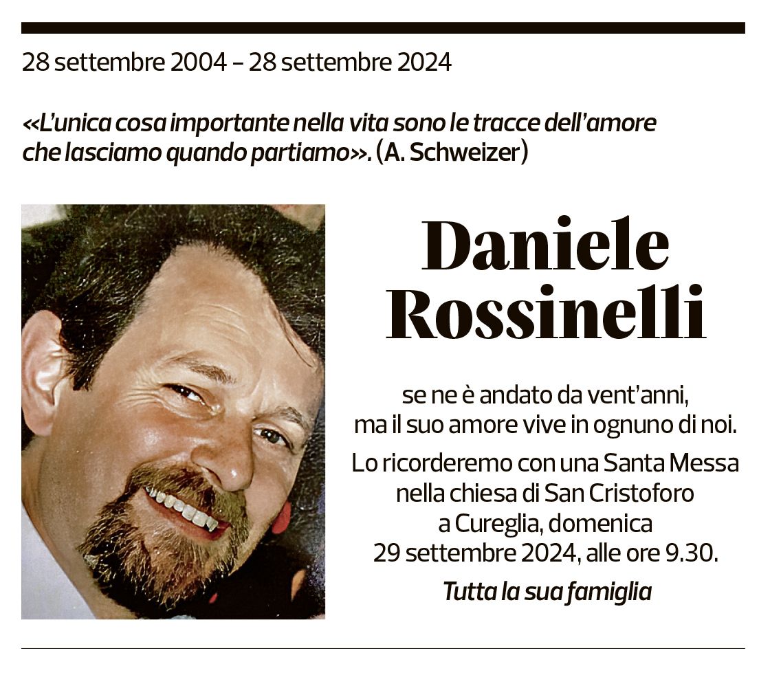 Annuncio funebre Daniele Rossinelli