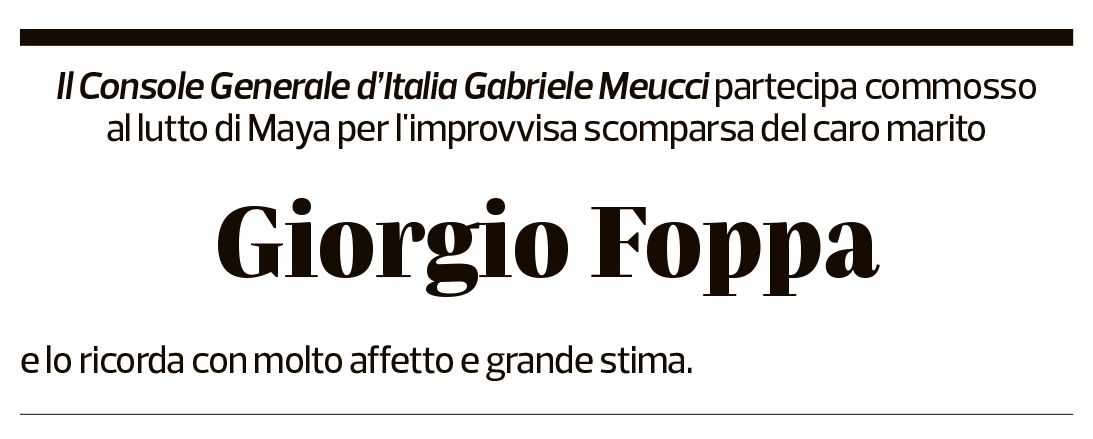 Annuncio funebre Giorgio Foppa