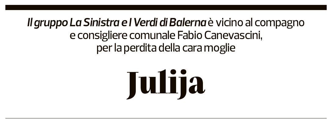 Annuncio funebre Julija Canevascini