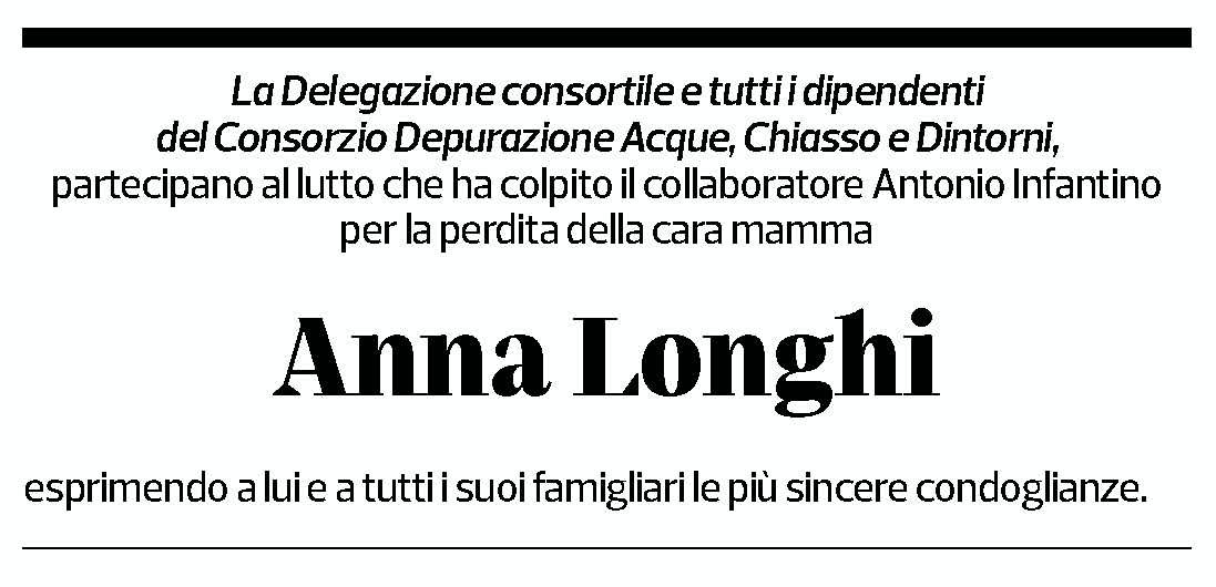 Annuncio funebre Anna Longhi