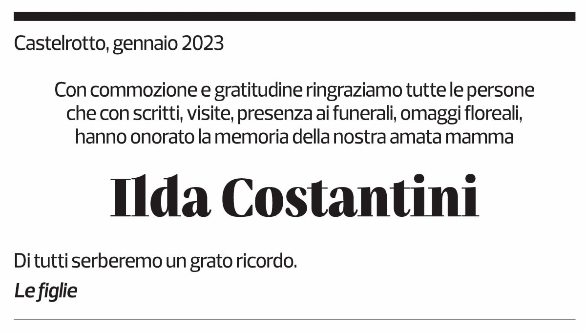 Annuncio funebre Ilda Costantini