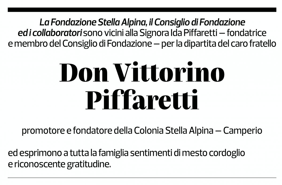 Annuncio funebre Don Vittorino Piffaretti