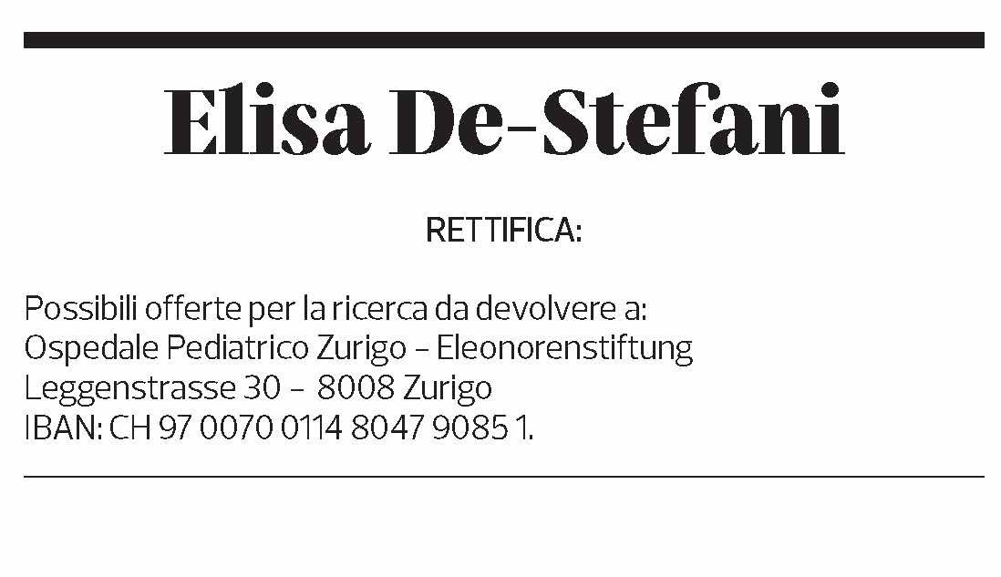 Annuncio funebre Elisa De-stefani