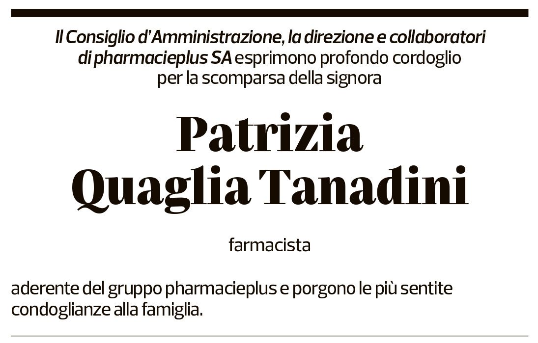 Annuncio funebre Patrizia Quaglia Tanadini