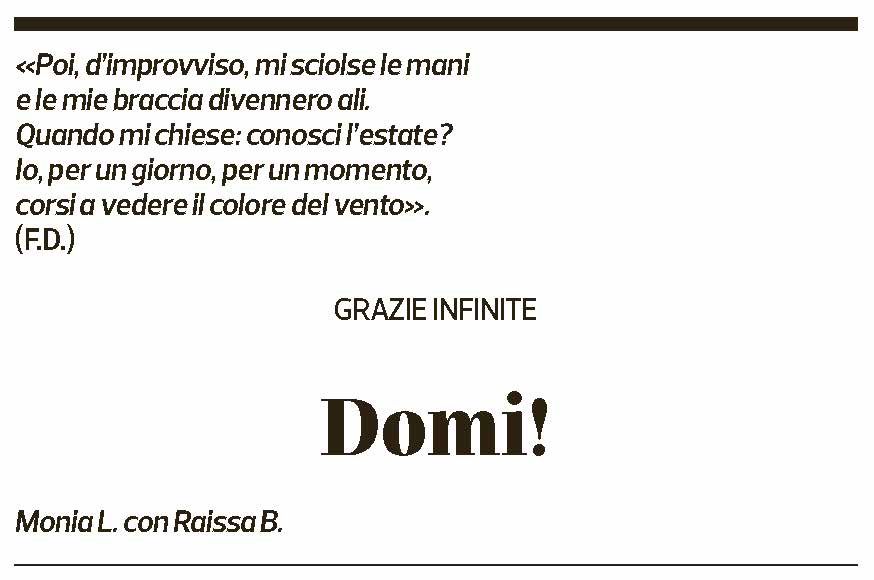 Annuncio funebre Domizio Moccetti