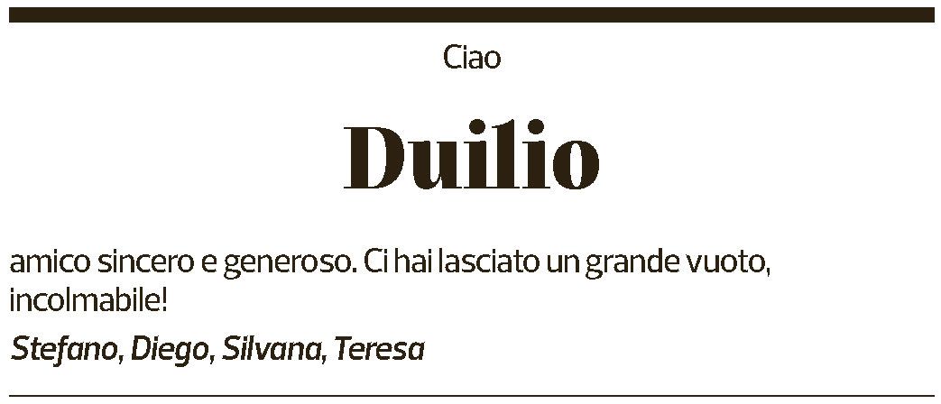 Annuncio funebre Duilio Bonvicini