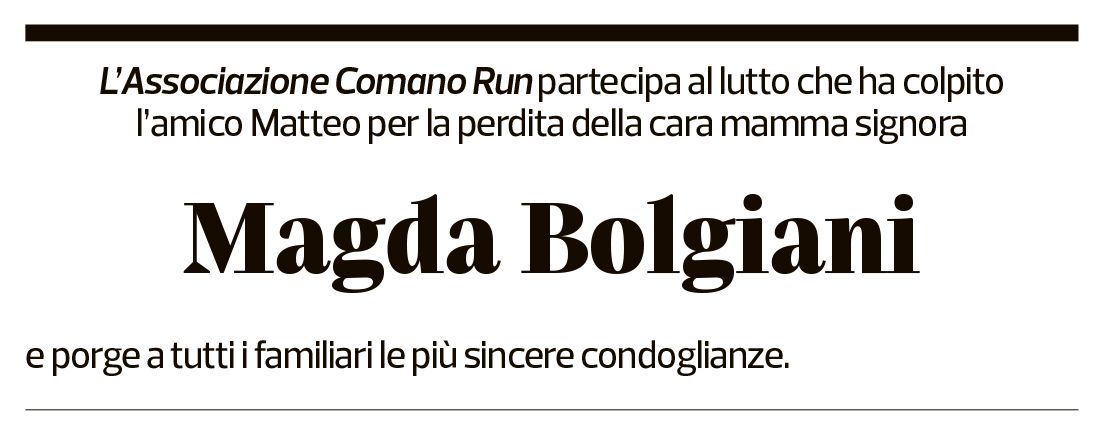 Annuncio funebre Magda Bolgiani