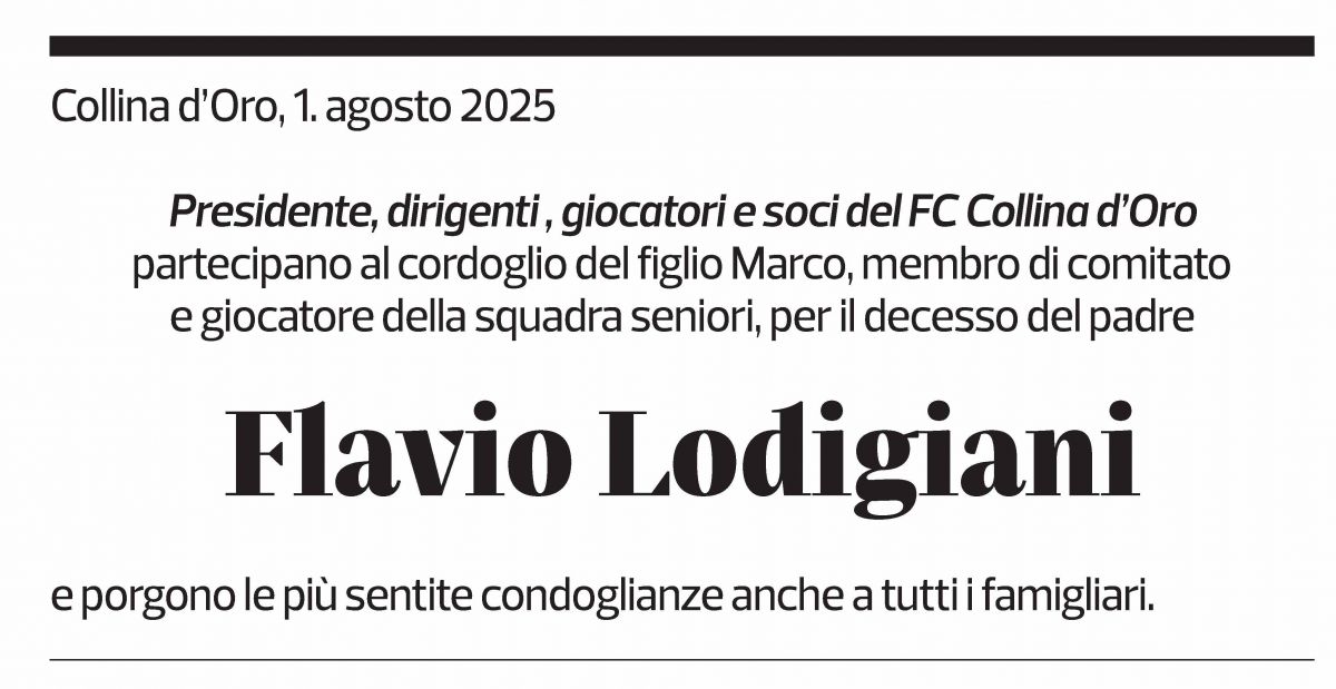 Annuncio funebre Flavio Lodigiani