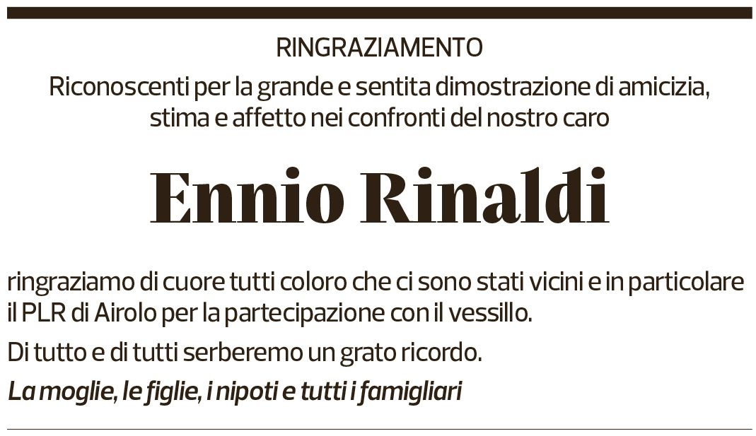 Annuncio funebre Ennio Rinaldi