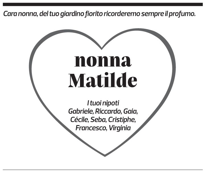 Annuncio funebre Matilde Bonetti Soldati