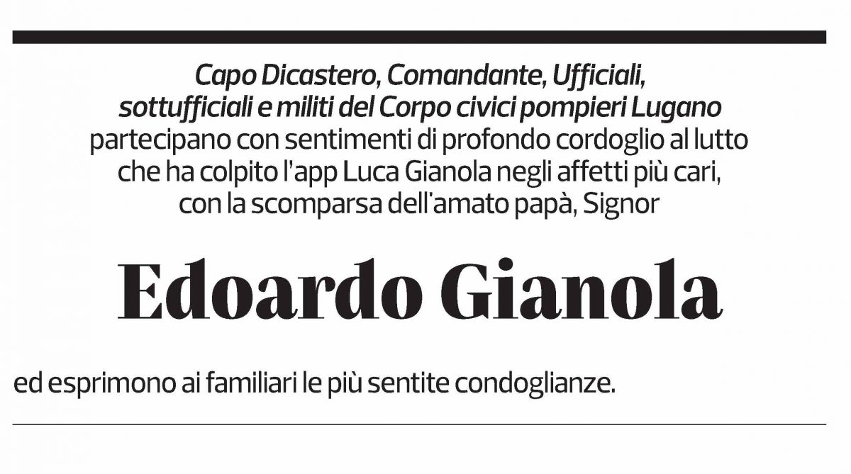 Annuncio funebre Edoardo Gianola