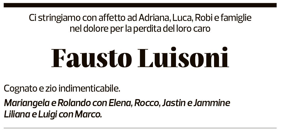 Annuncio funebre Fausto Luisoni