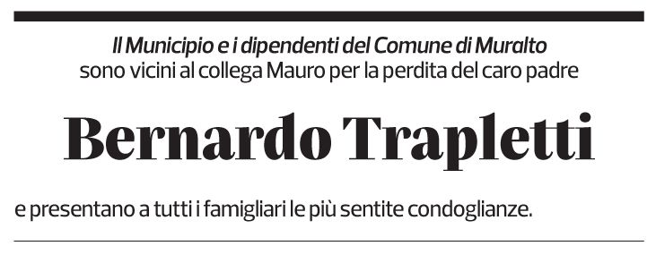Annuncio funebre Bernardo Trapletti