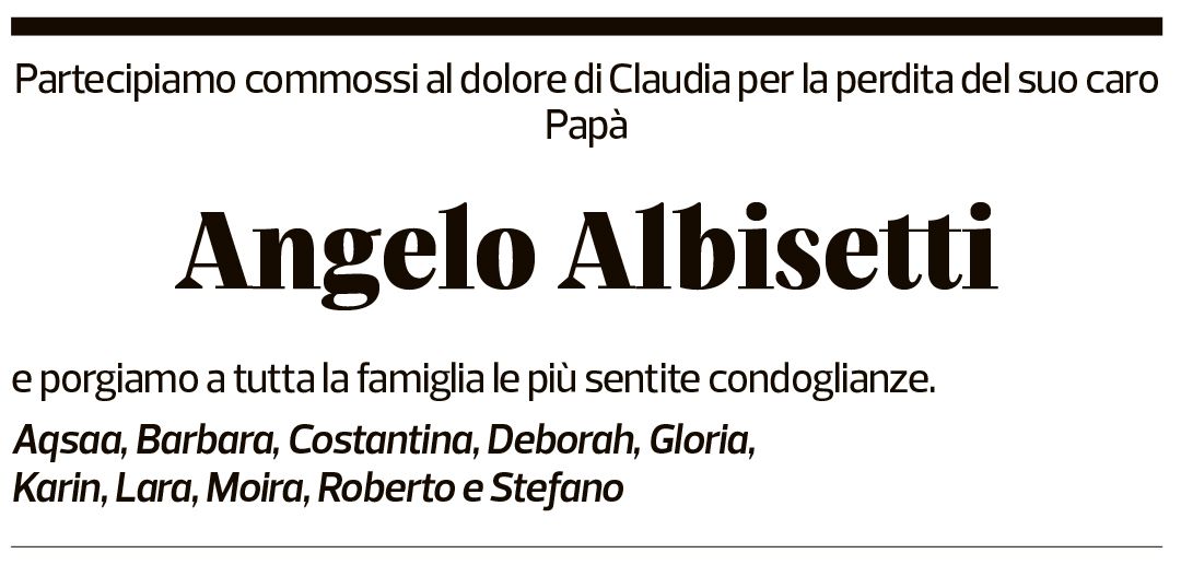 Annuncio funebre Angelo Albisetti