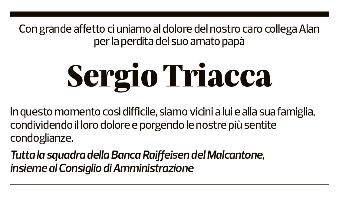 Annuncio funebre Sergio Triacca