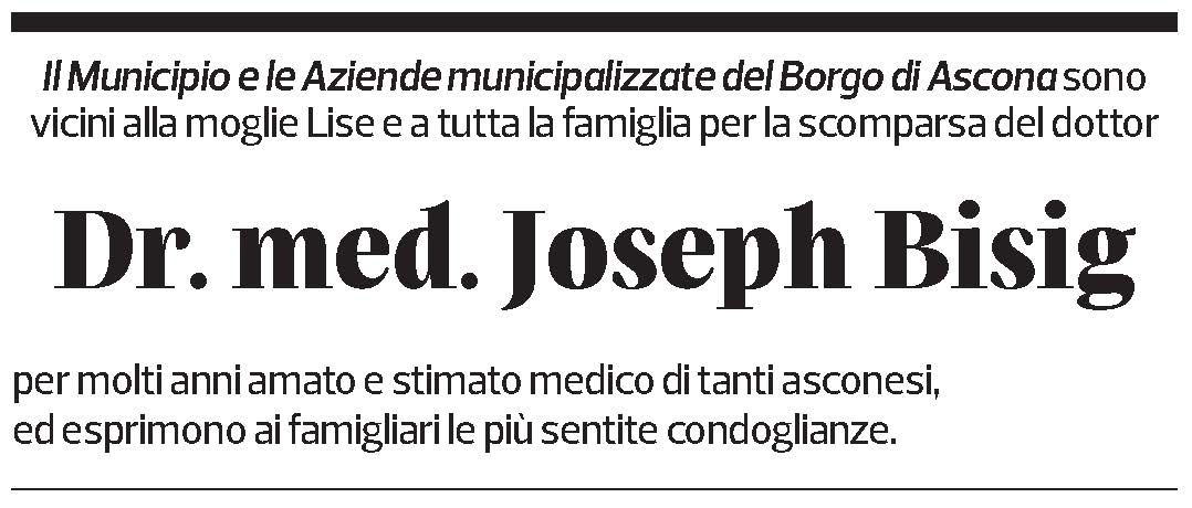 Annuncio funebre Joseph Bisig