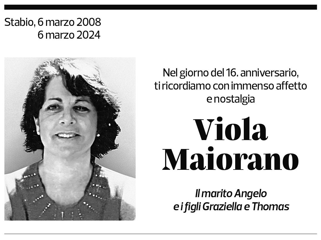 Annuncio funebre Viola Maiorano