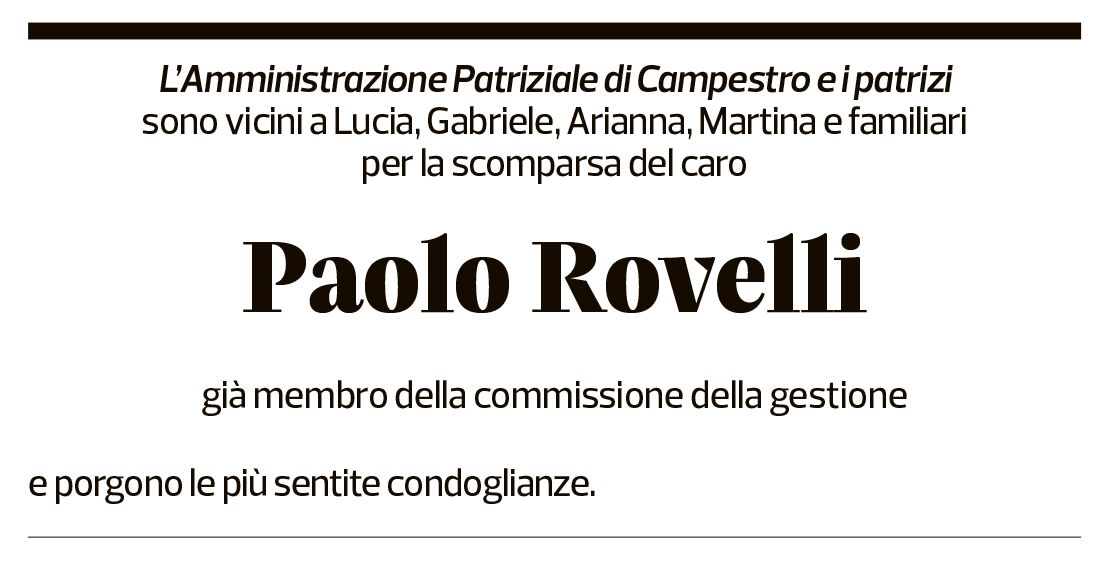 Annuncio funebre Paolo Rovelli