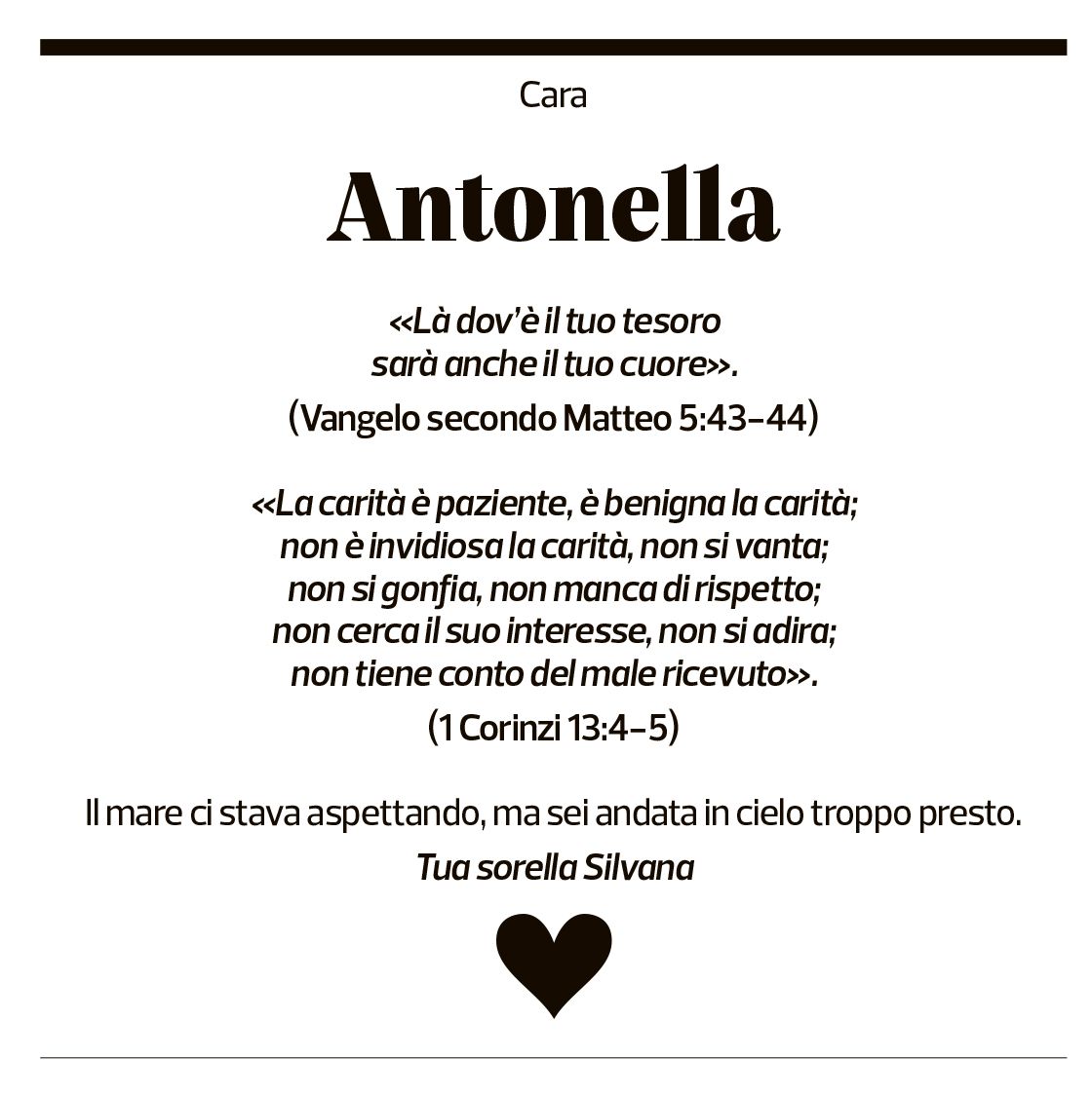 Annuncio funebre Antonella Ruotolo