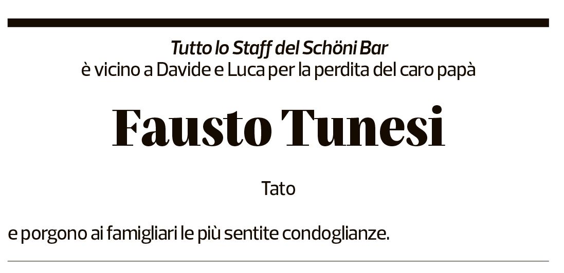 Annuncio funebre Fausto Tunesi