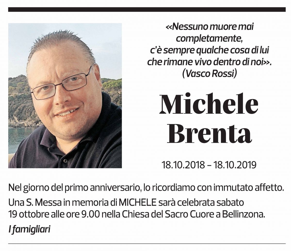 Annuncio funebre Michele Brenta