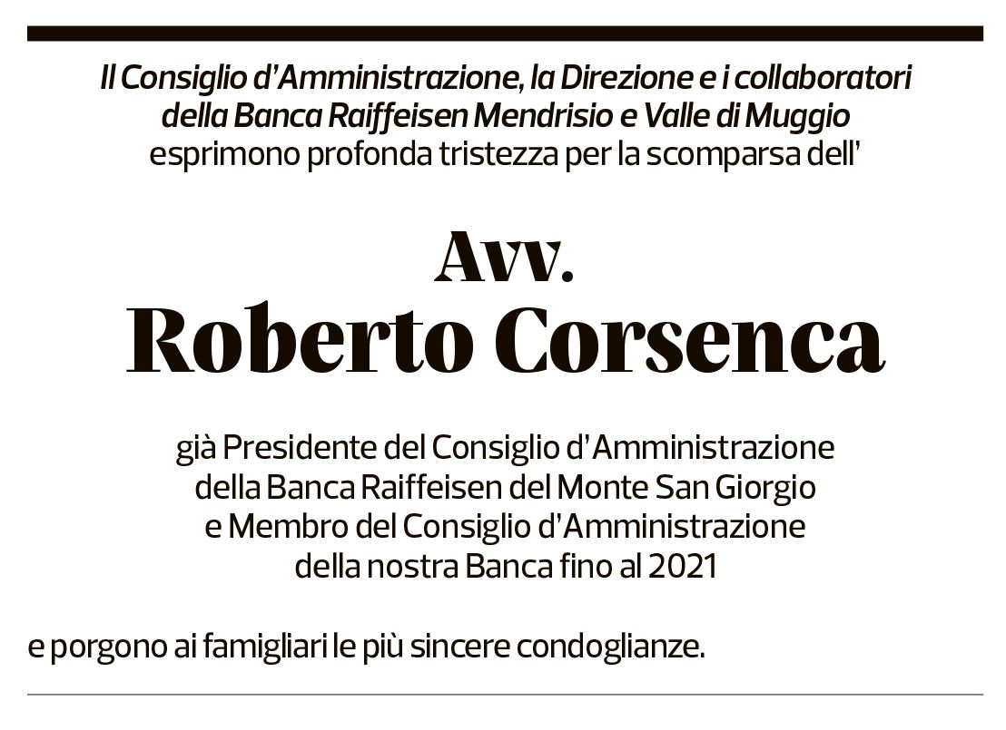 Annuncio funebre Roberto Corsenca