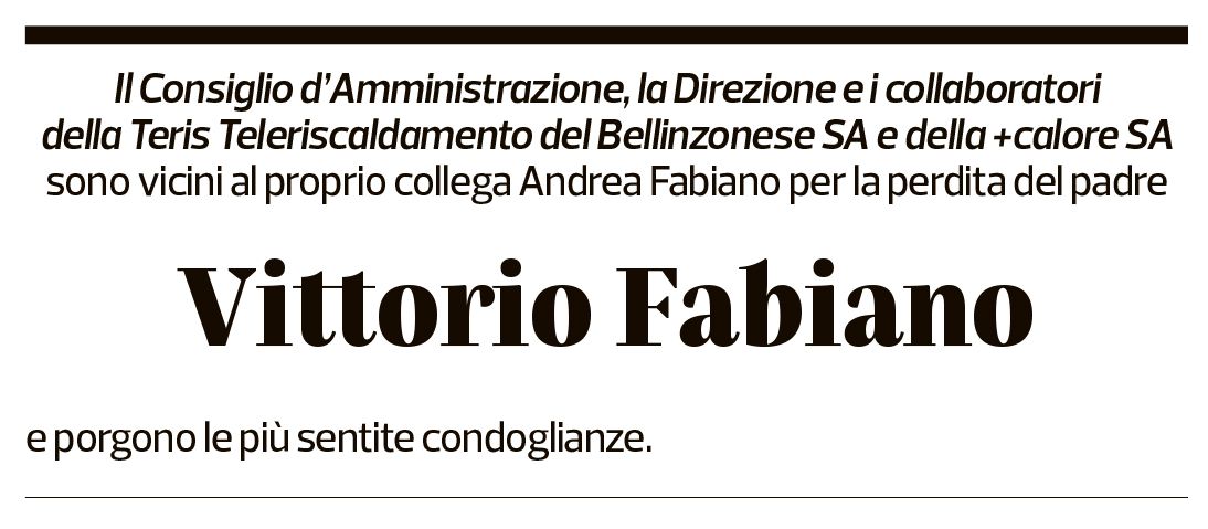 Annuncio funebre Vittorio Fabiano