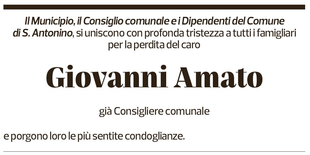 Annuncio funebre Giovanni Amato