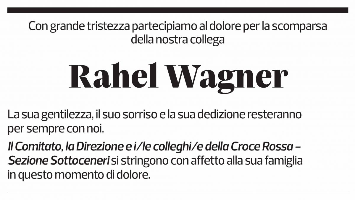 Annuncio funebre Rahel Wagner