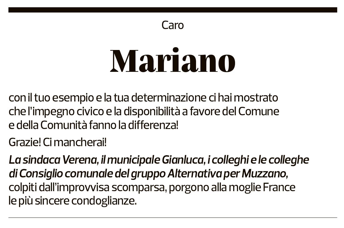 Annuncio funebre Mariano Morace