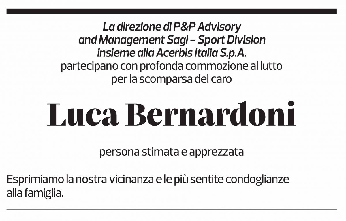 Annuncio funebre Luca Bernardoni