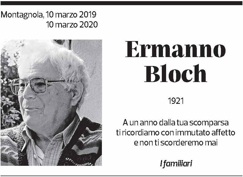 Annuncio funebre Ermanno Bloch