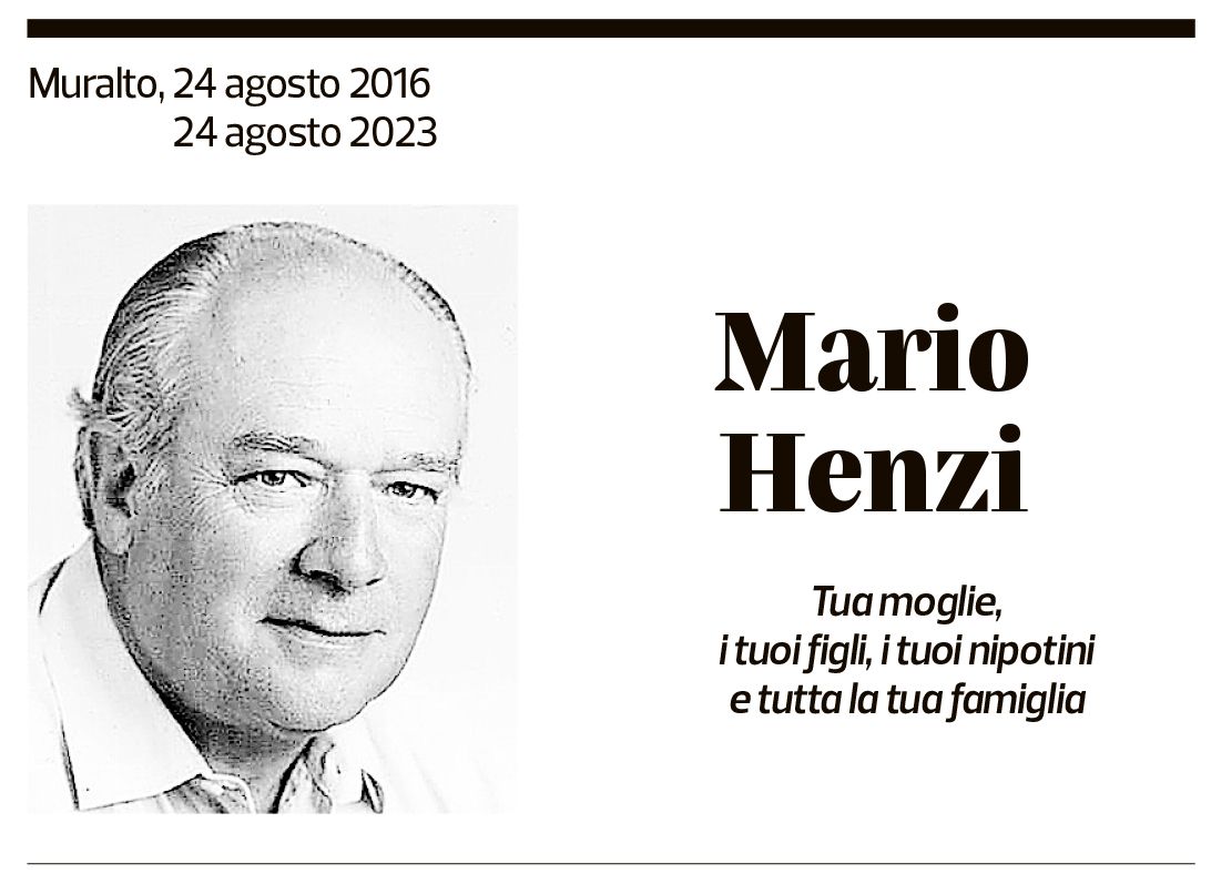 Annuncio funebre Mario Henzi