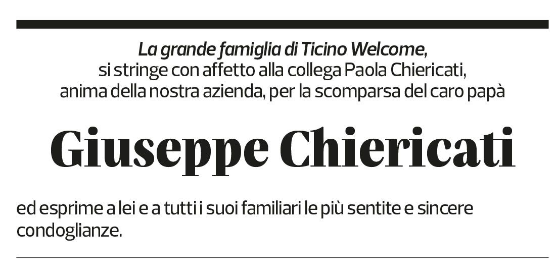 Annuncio funebre Giuseppe Chiericati