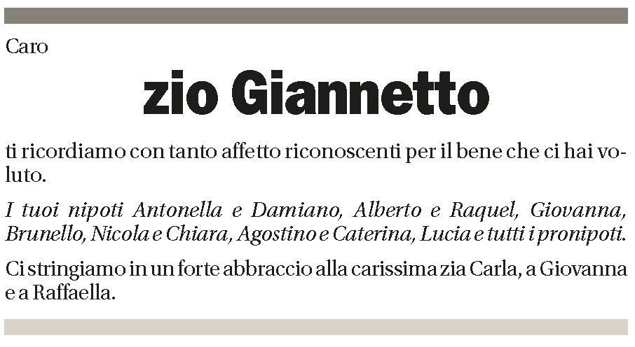 Annuncio funebre Giannetto Pozzi