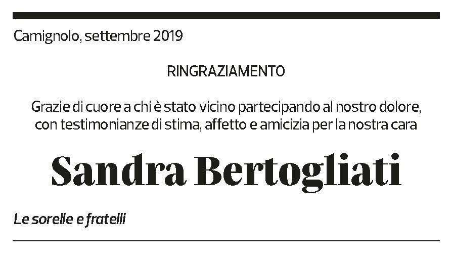 Annuncio funebre Sandra Bertogliati