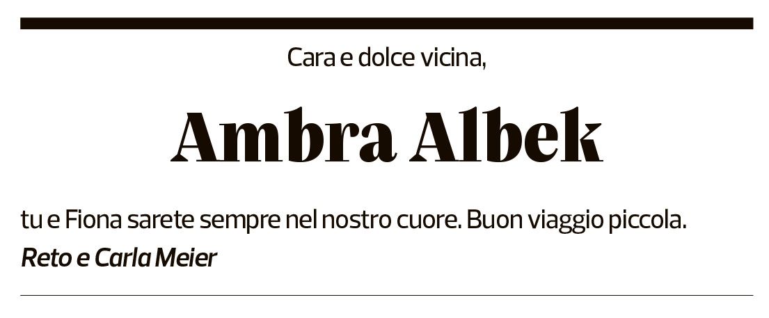 Annuncio funebre Ambra Albek