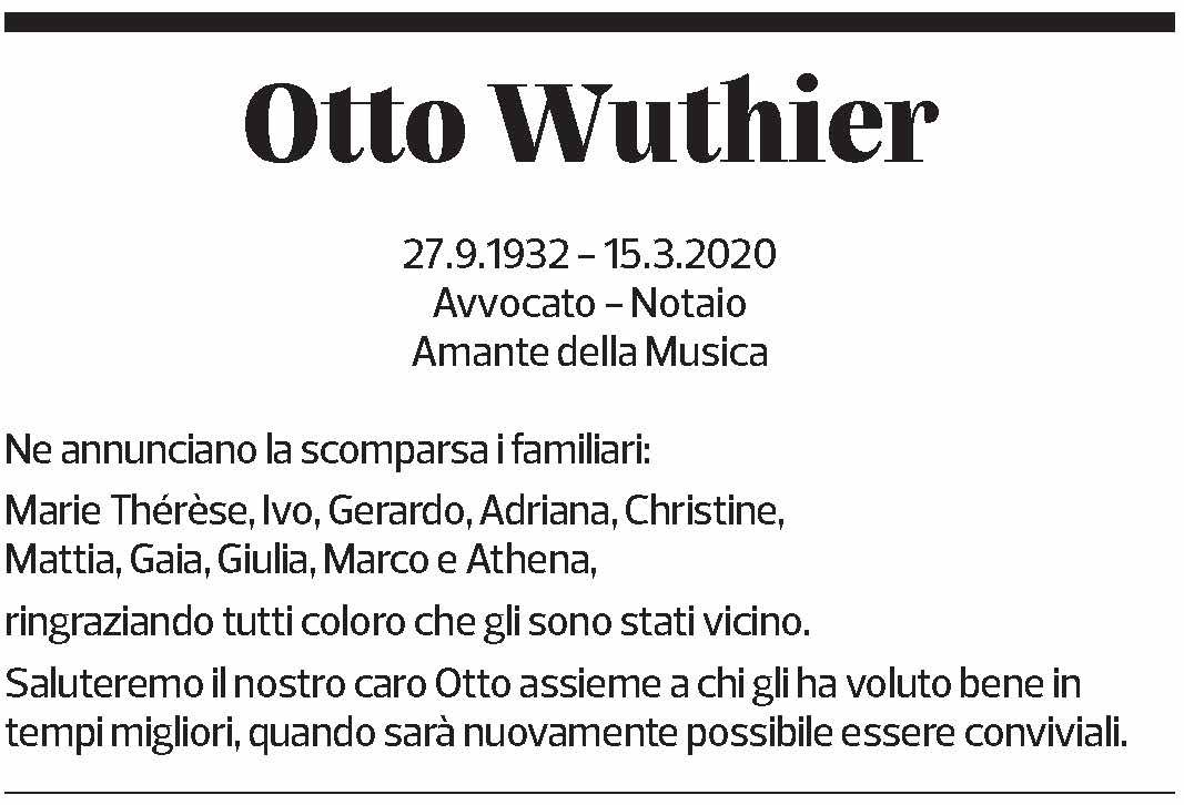Annuncio funebre Otto Wuthier