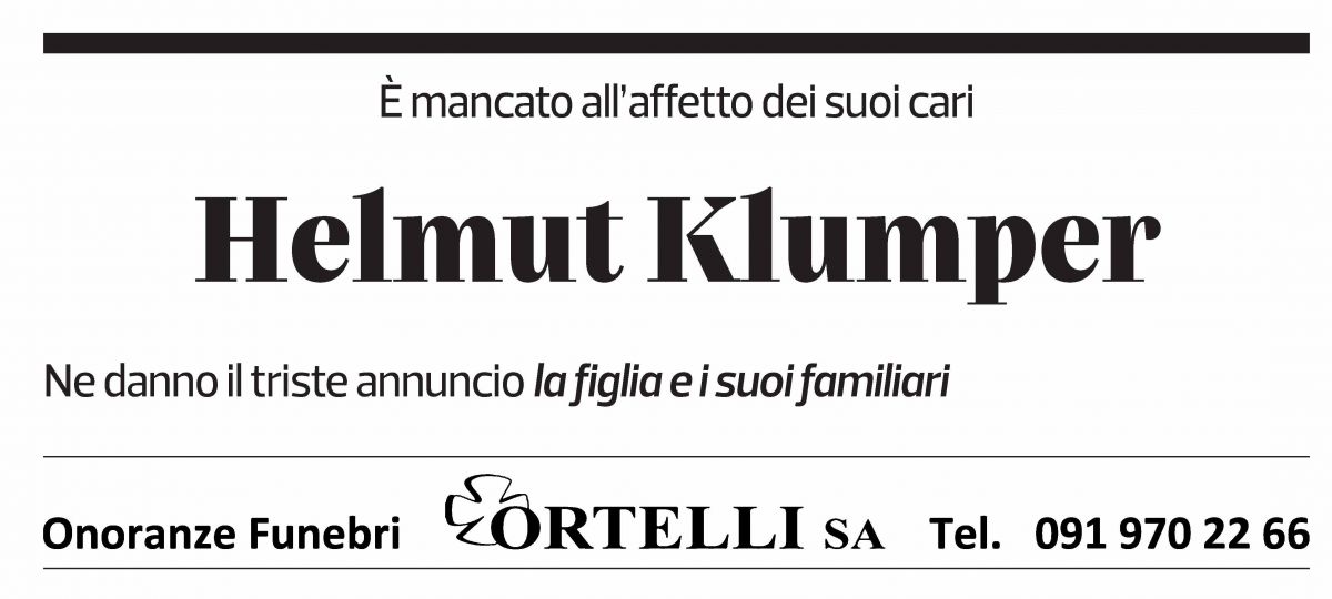 Annuncio funebre Helmut Klumper