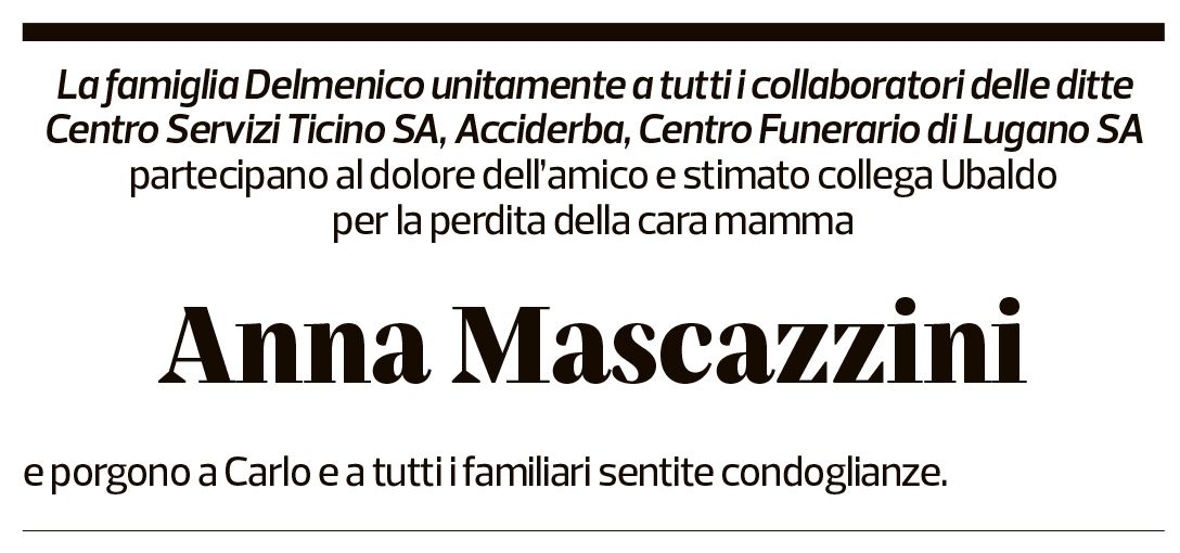 Annuncio funebre Anna Mascazzini