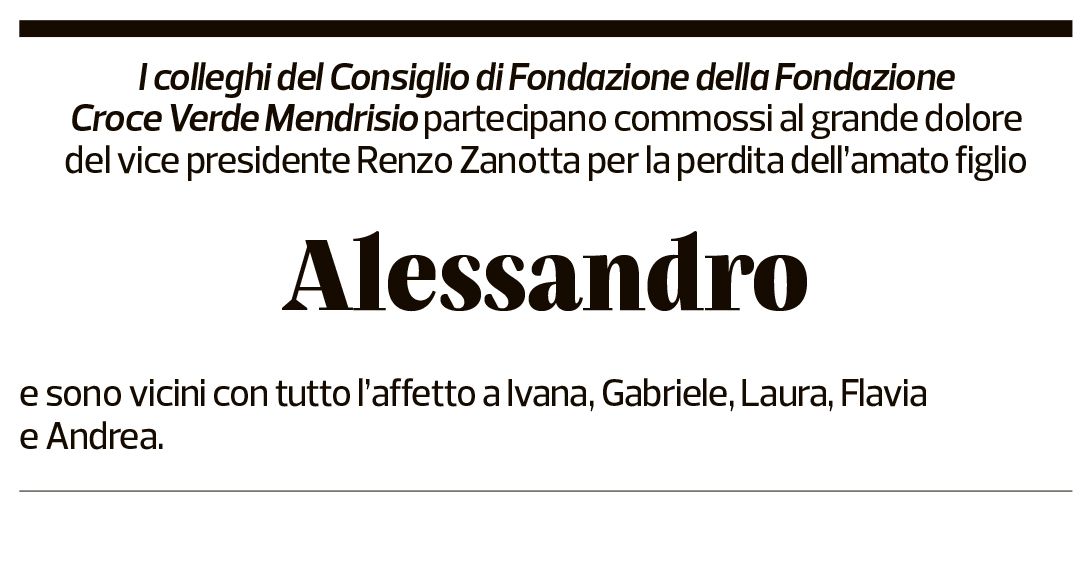 Annuncio funebre Alessandro Zanotta