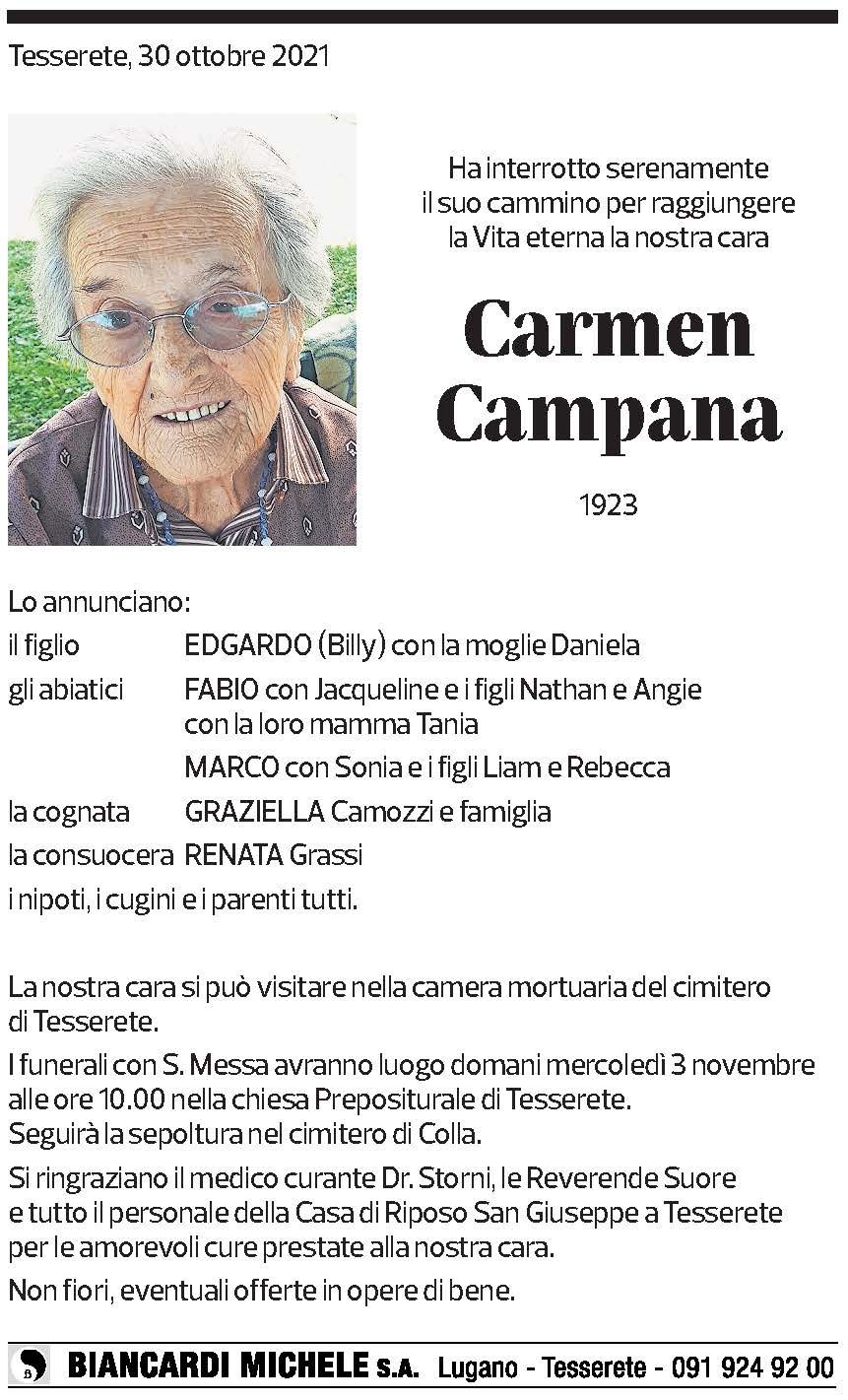 Annuncio funebre Carmen Campana