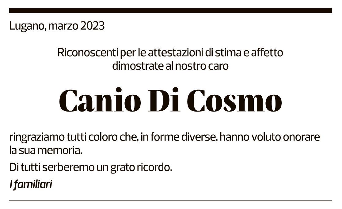 Annuncio funebre Canio Di Cosmo