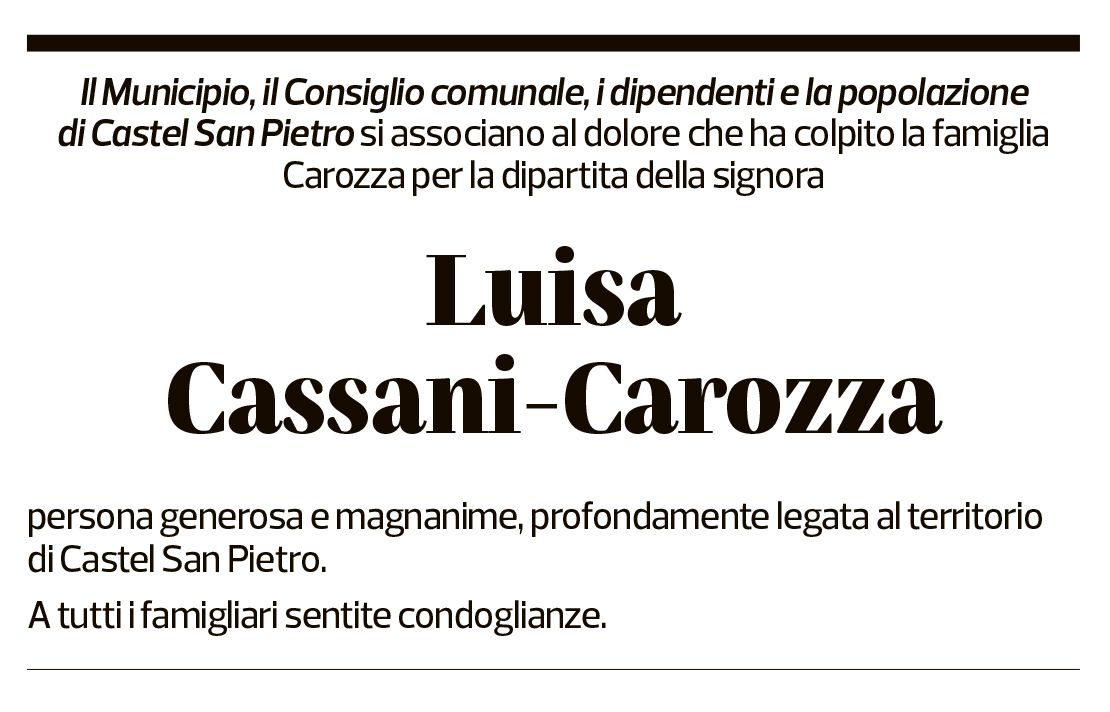 Annuncio funebre Luisella Cassani-carozza