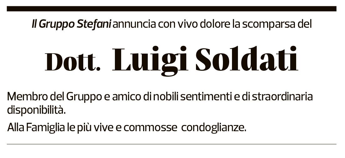 Annuncio funebre Luigi Soldati