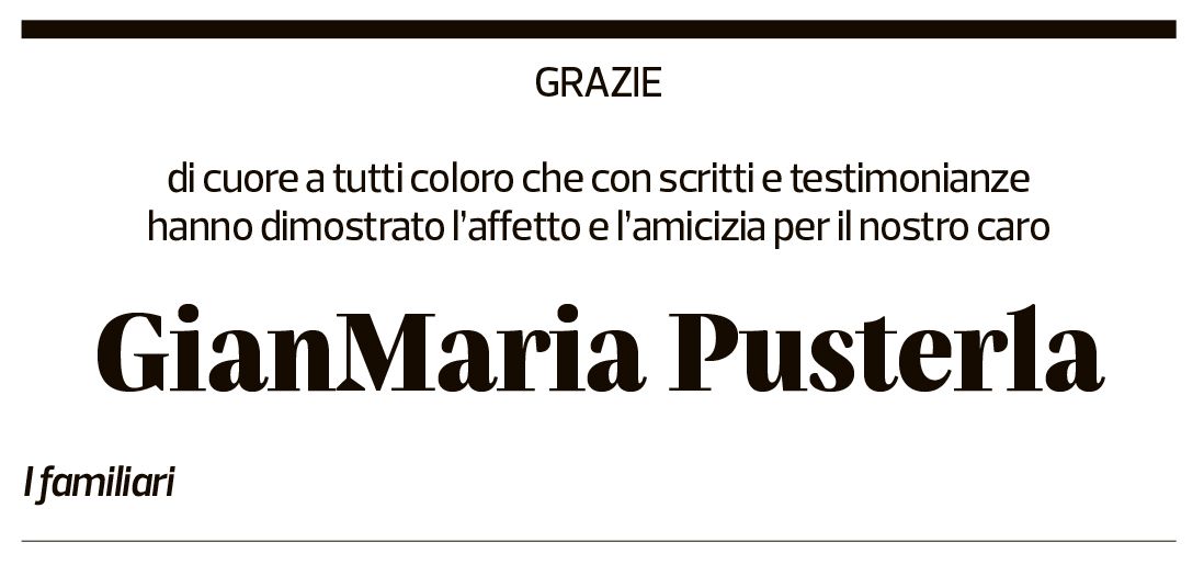 Annuncio funebre Gianmaria Pusterla
