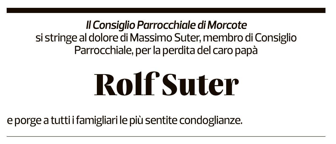 Annuncio funebre Rolf Suter