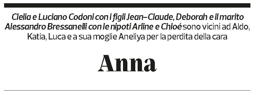 Annuncio funebre Anna Maria Tarantino
